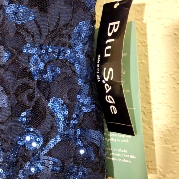 Blu Sage Blue Sequined Sleeveless Midi Dress NWT - Picture 5 of 7